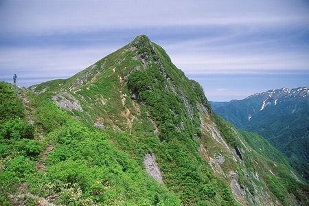 七ツ小屋山への道から大源太山。右奥は巻機山