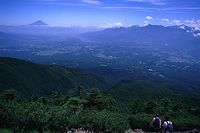 編笠山から南ア、富士山の展望